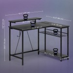 HOMCOM L-Shaped Flip Top Gaming Desk with LED Lights, Storage Function